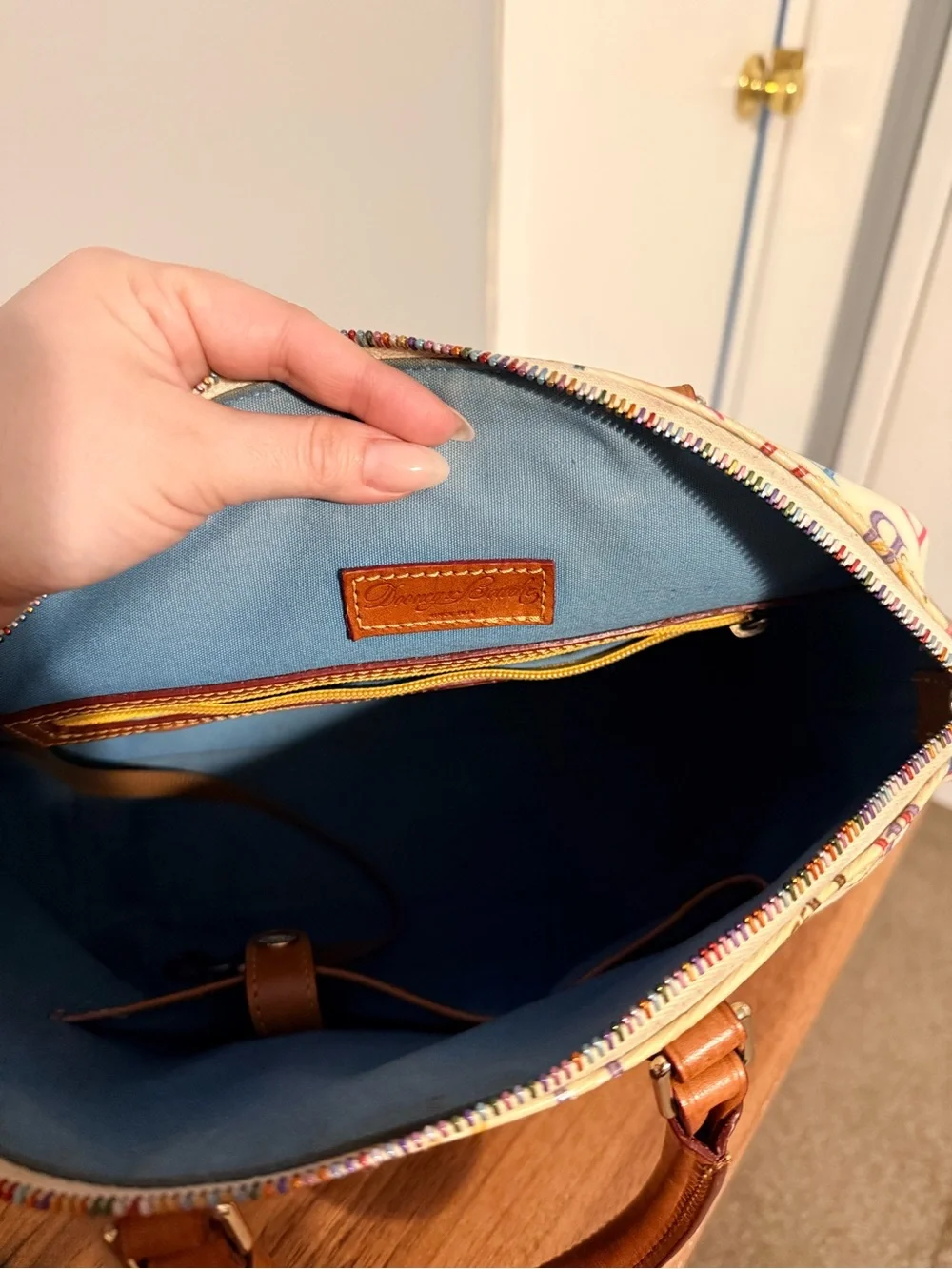 Dooney & Bourke colorful 1975 DB monogram satchel handbag
